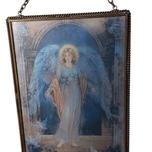 Lina Lui Holy Angel Glass Hanging Decor Religious Angelic Guardian Plaque